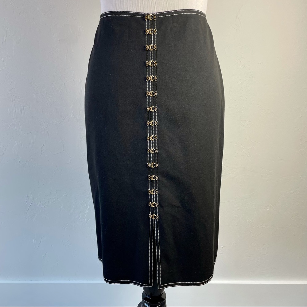 St. John Collection Black Grommet Pencil Skirt 8
